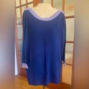 NWT KIM ROGERS NAVY SWEATER WITH PINK ACCENTS